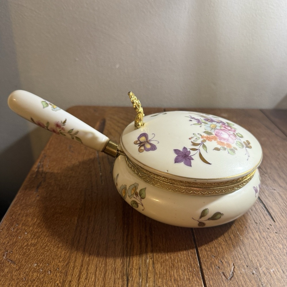 Vintage Lefton Porcelain Crumb Collector with Removable Handle Gold Trim JAPAN